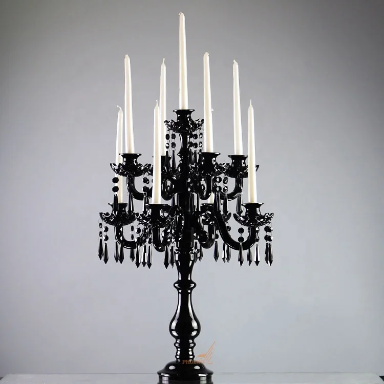 wedding black candle holder chandelier centerpieces 9 arms black crystal candelabra for wedding centerpiece
