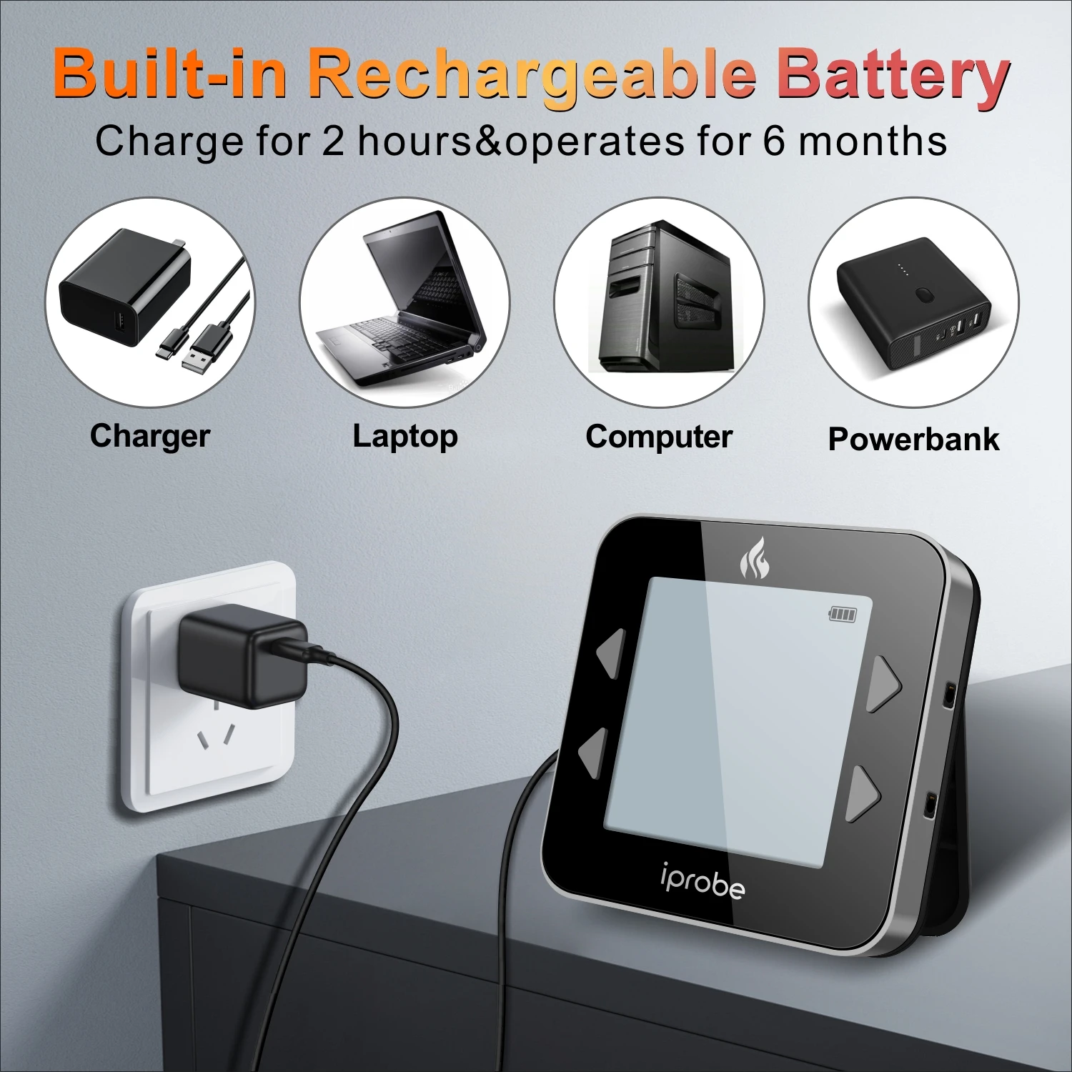 Wireless BBQ Thermometer with High Resistant Probes Cooking Food Oven Grill Thermometers With Timer