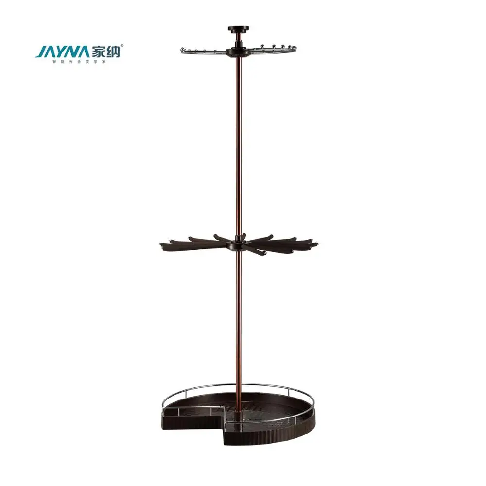 
90 Degrees Corner Cabinet Wardrobe Multifunctional Organizer Revolving Basket And Clothes Trouser Hanger Rack 