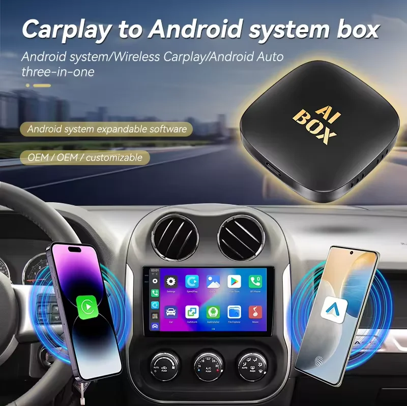 2024 Smart Wireless Carplay Android Auto Adapter with 2GB 16GB 4K GPS Dashboard Headrest TV USB Connection 13 Car Play AI Box