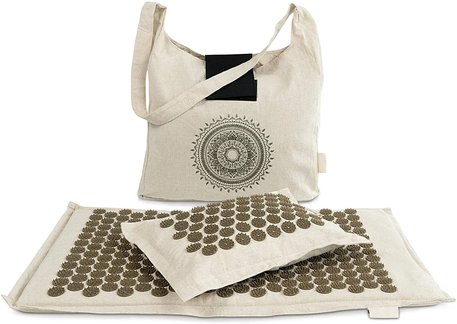 
Large Acupressure Mat and Pillow Massage Set with Pouch Tote Bag 