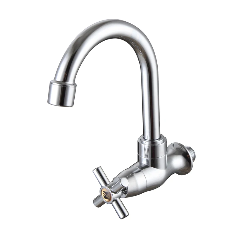 Modern Classic Chrome Kitchen Faucet Single-Hole ABS Valve Mount with Polished Surface Water Tap 500 G1/2 Easy Wall Installation