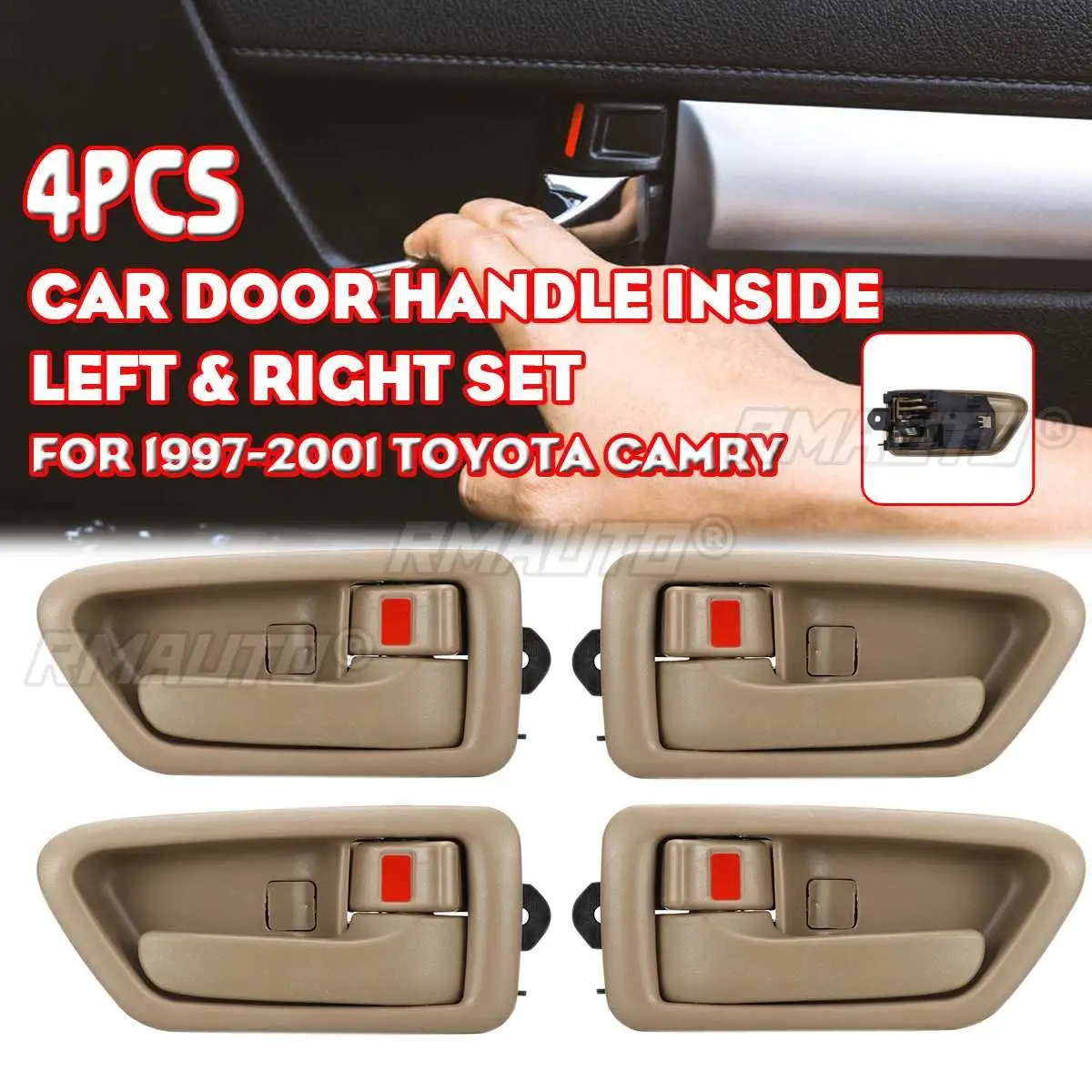4Pcs Interior Inner Inside Door Handle ABS Beige For Toyota Camry 1997 1998 1999 2000 2001 Car Accessories