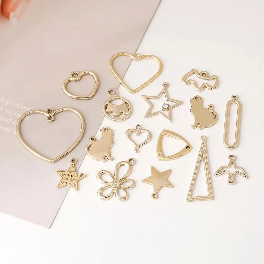 8-10 шт./лот смешанные формы сердце цветок звезда полые треугольные животные Круглые Подвески шармы Ювелирные изделия фурнитура для «сделай сам» серьги материал