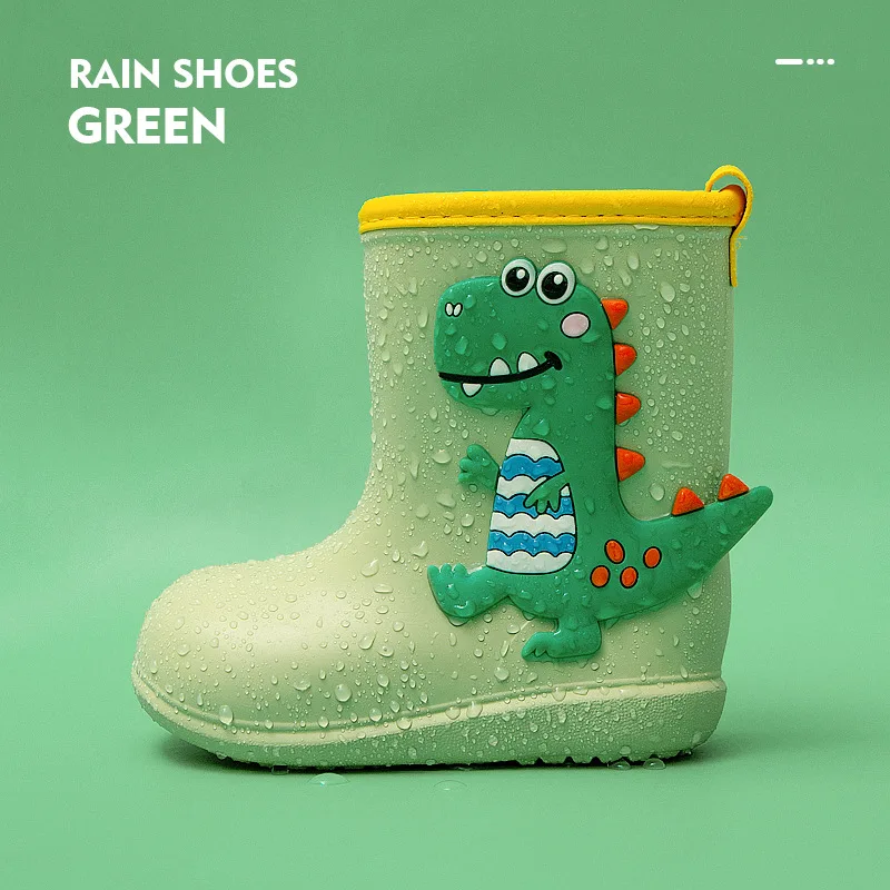 Fashion Printed Cute Dinosaur Boots Shoes Kids Waterproof  Eva Rain Children Baby Non-slip Boots