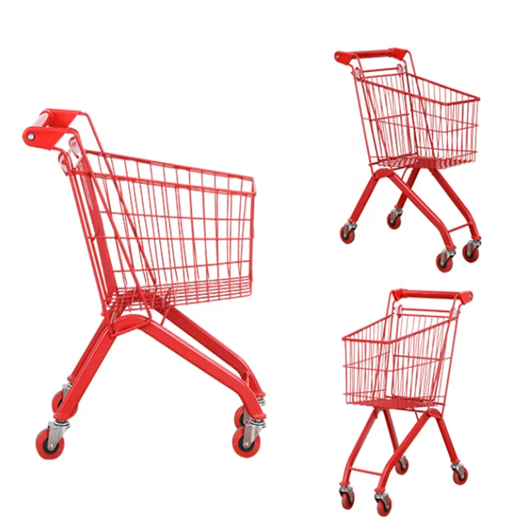 Cheap portable small cute supermarket grocery metal children toy shopping trolley for sale