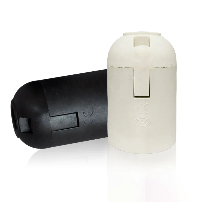Wholesale Fire-resist CE DIY Lighting Accessories E27 Screw Cassette Plastic Lamp Holder Black White Color Lamp Socket