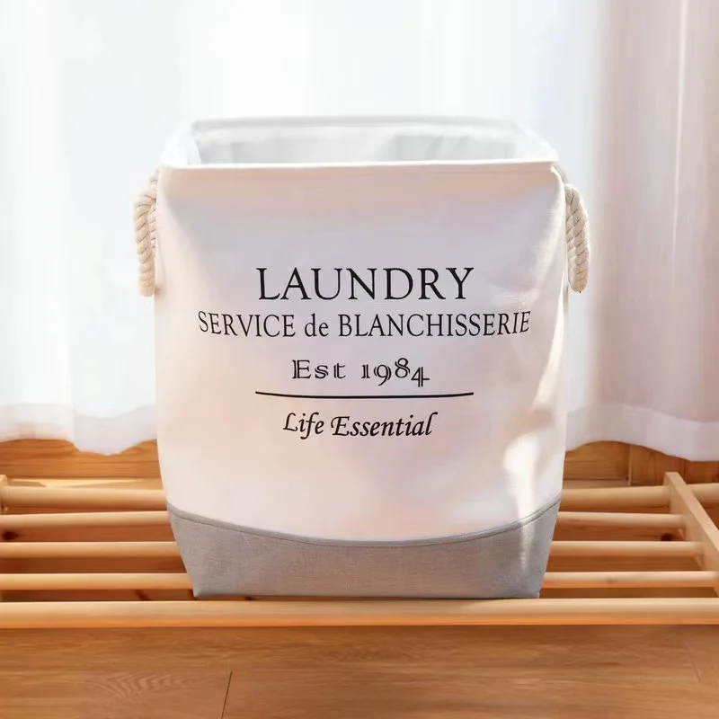 2023  40*50CM 35*40cm hemp cotton round bucket toys sundries clothes laundry storage box organiser basket