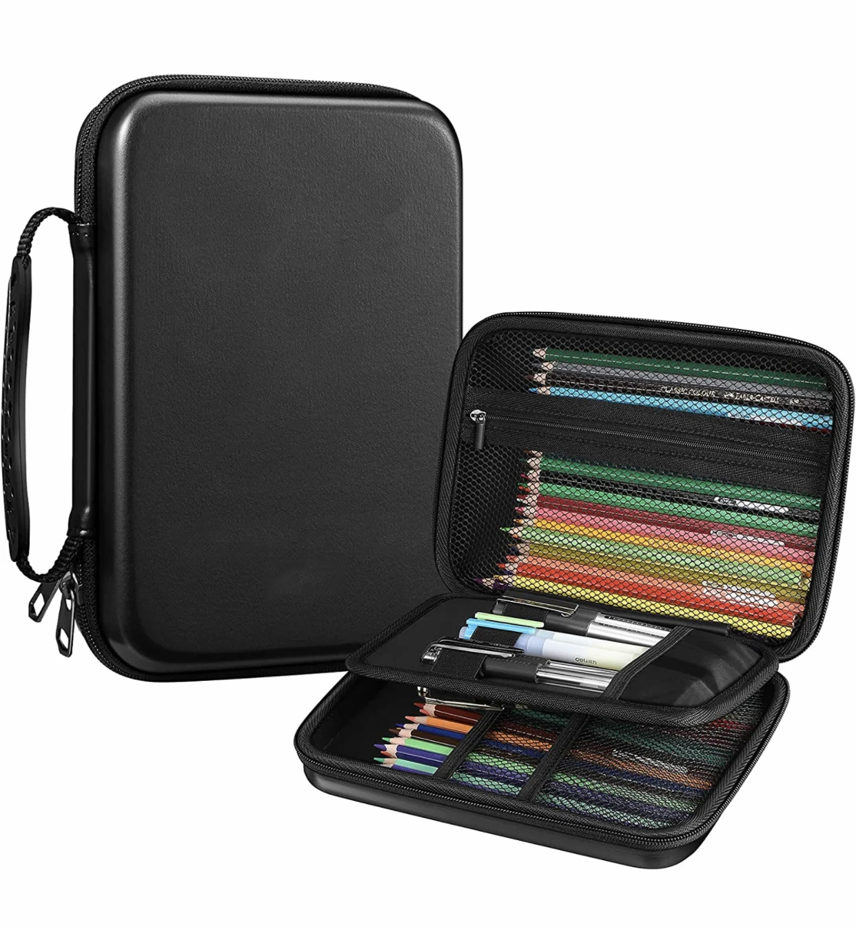 Eva Pencil Case 2-Layer Eva Zipper Pencil Box Pouch Large Capacity Stationery Storage Organizer For School Office Supplies