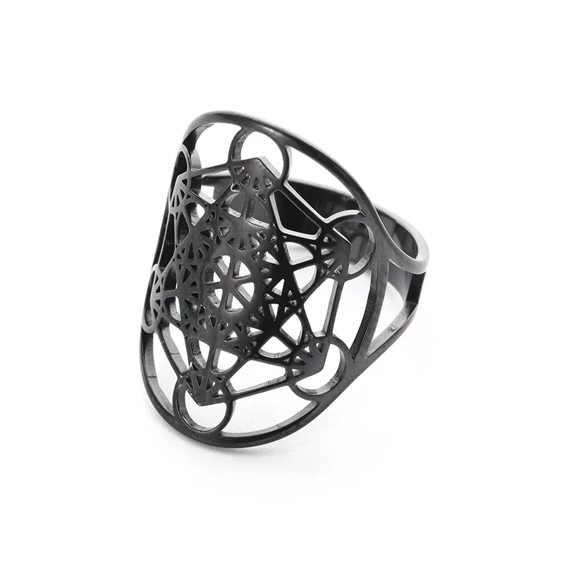 Adjustable Size Angel Signet Ring Solomon Geometric Supernatural Jewelry for Women Irish Gifts Stainless Steel Ring
