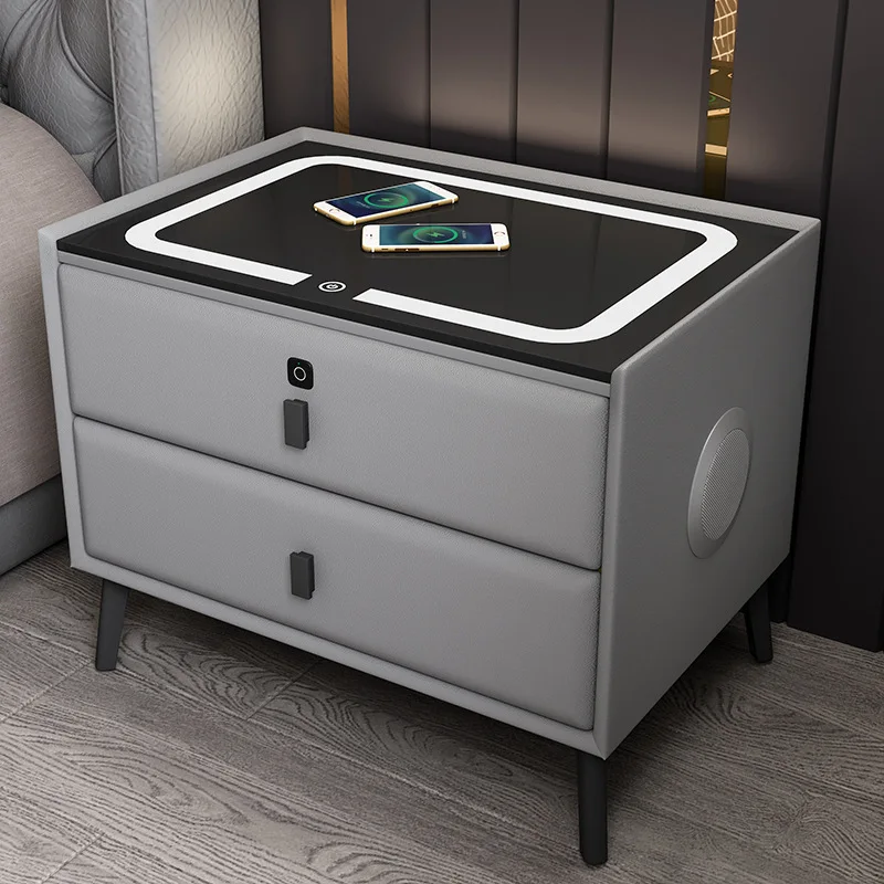 HQSLP nightstand wireless nightstand with outlet two drawer nightstand