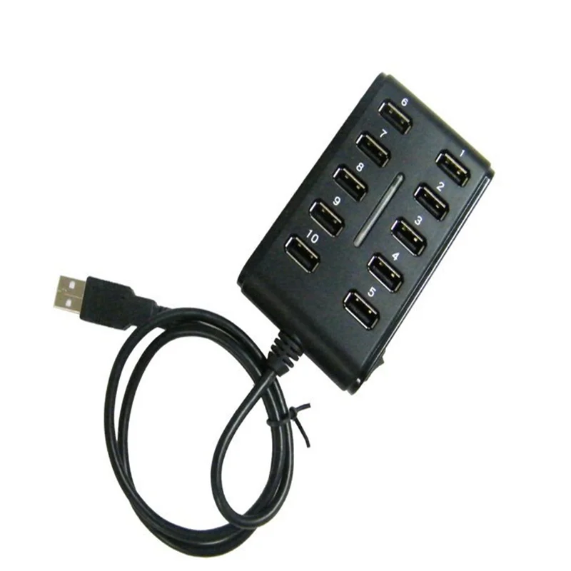 High Speed 480 Mbps USB 2.0 Hub 10 Ports Multi Personal Computer USB HUB Portable USB Splitter For PC laptop