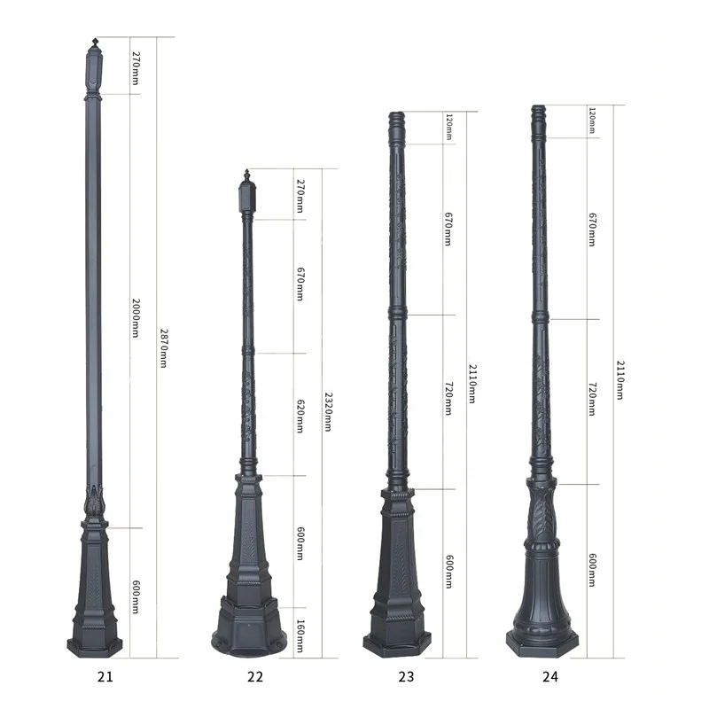 3M European style antique split screw installation aluminum lamp post solar light pole