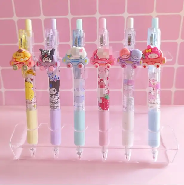 SS 6PCS Set Kawaii Sanrioed Roller Ball Pen Cartoon Anime Stationery Kuromi My Melody 0.5MM Black Student Use