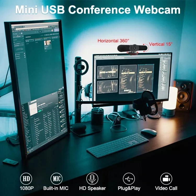 4K Live broadcast full hd 8 megapixel web camera video conference camera usb webcam with speaker and microphone for PC laptop