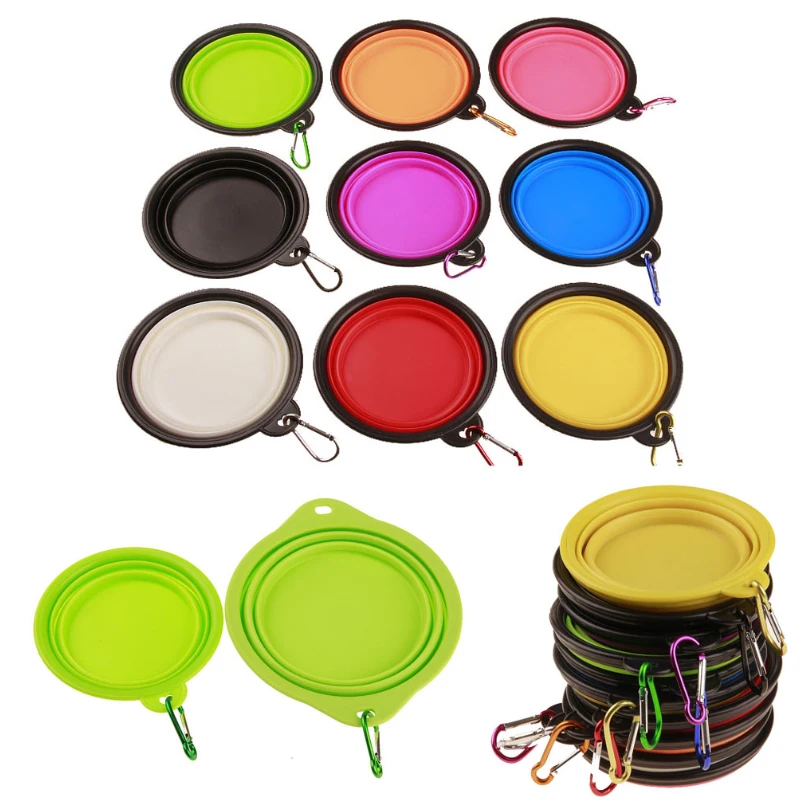 Hot sale foldable water dog bowl foldable dog water bowl silicon folding dog bowl