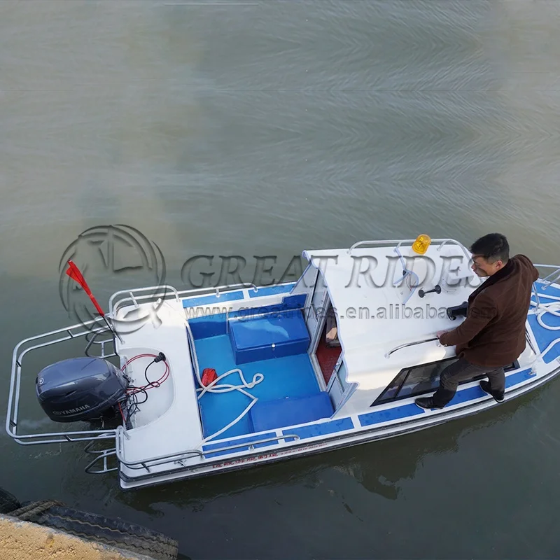 Best Selling Freshwater 6 Passengers Fiberglass Fishing Boats With Cabin Long Life Durable Yacht Without Outboard Motor