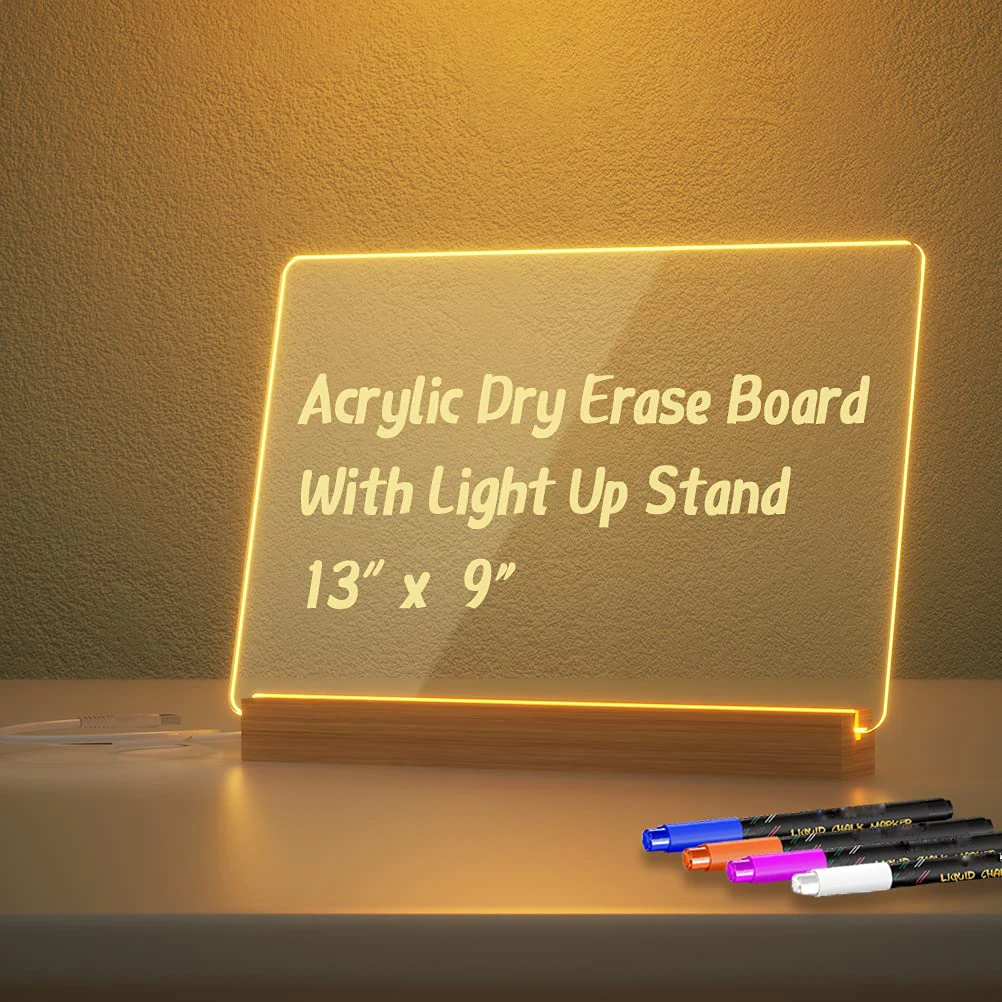 Acrylic Erasable Led Night Light Note Board Board Blank Memo Dry Erase Writing Board