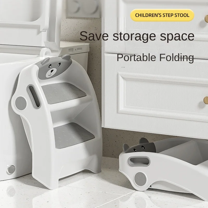 Pp Anti Slip Adjustable Baby 2 Or 3 Foot Stepping Potty Training Toilet Plastic Ladder Kids Folding Step Stool