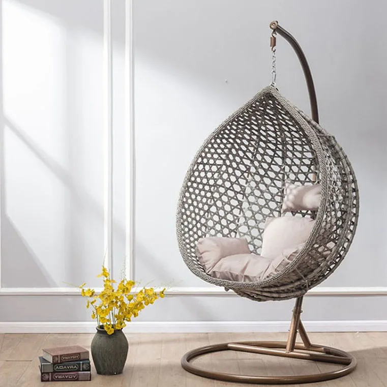 Wholesale China outdoor rattan swing  chair single hanging chair with metal frame furniture