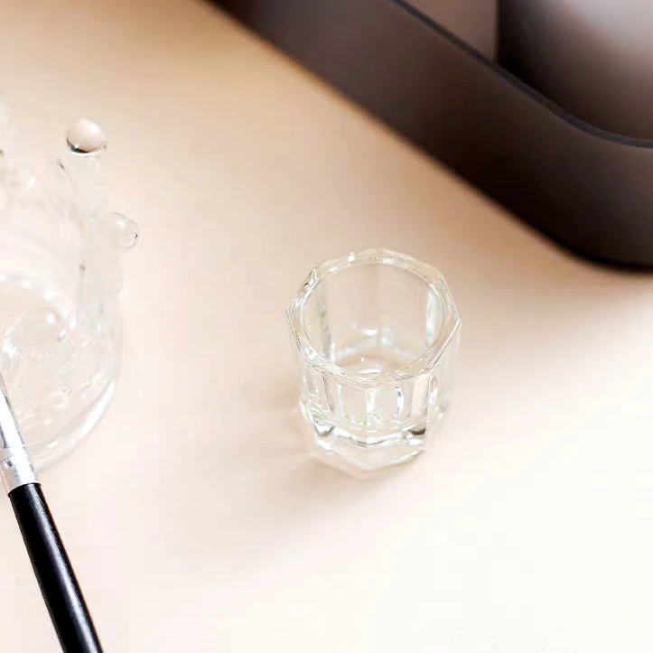 Wholesale crystal glass cup for nail art brush clean nail polish UV gel paint brush cleaner cup