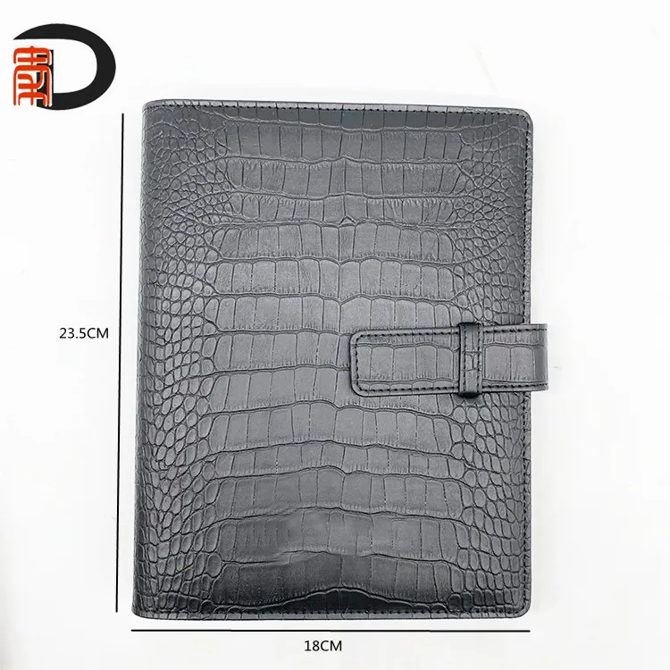 Fashion design personal A5 pu leather organizer writing note diary with 6 ring binder planner cover