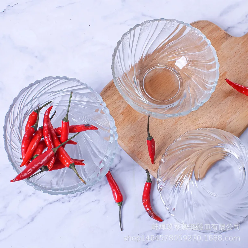 Fashion Plate transparent glass set diamond bowl plate six piece set fruit crystal salad bowl diamond two piece set meal bowl