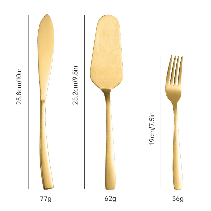 WONDERFUL 4Pcs Stainless Steel Wedding Presents Cake Cutting Spatulas and Pie Server Gold Knife and Server set with Forks