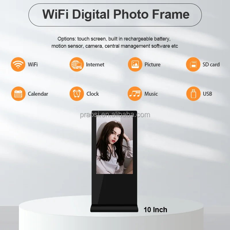Desktop Android WiFi Smart Digital Signage Display 10 Inch IPS LCD Advertising Player With Mobile App Remote Upload