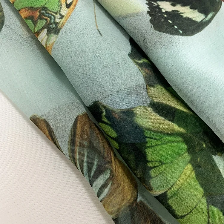 Пользовательская цифровая печать GGT жоржетт шелковая ткань для одежды