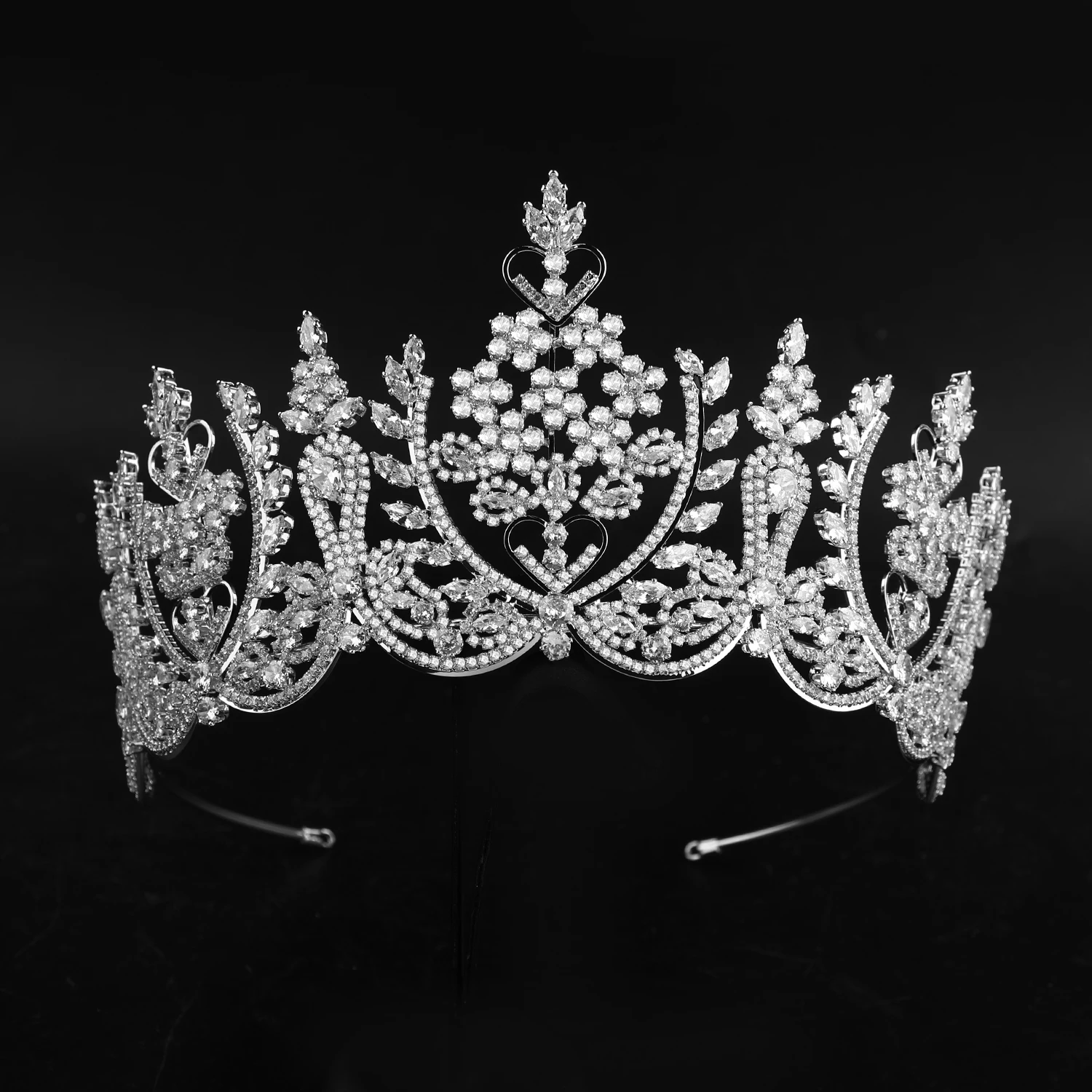 High-end Luxury Cubic Zircon Wedding Crowns Gold CZ Tiara Exquisite Bridal Hair Accessories Coronal Bridal Tiara