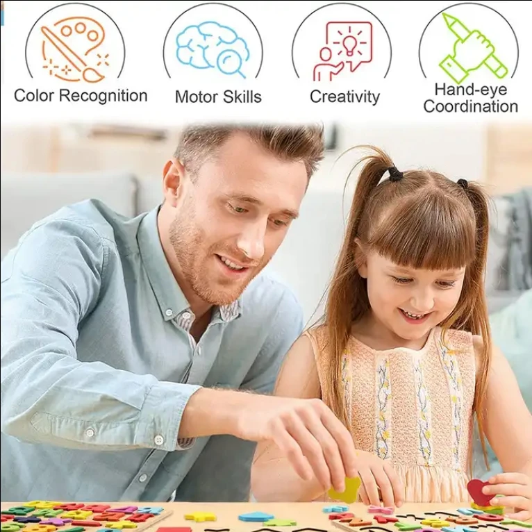 Wholesale Alphabet Number  Making Machine ABC Name Puzzles with Pegs Learning Wooden Puzzle Toys for Kids