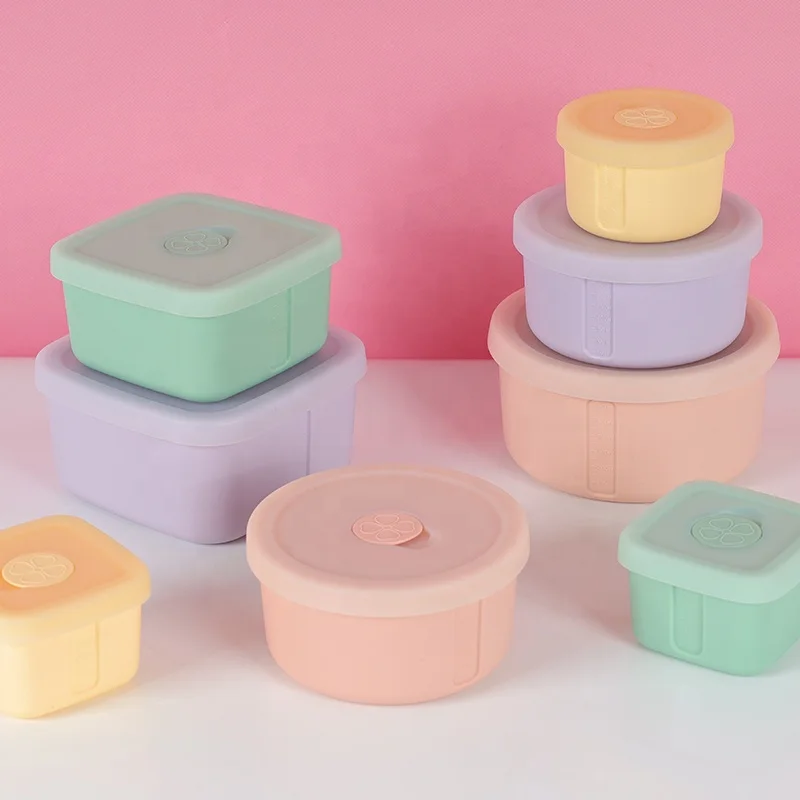 BPA Free Food Grade Microwave Oven Safe Easy Grip Leak Proof Silicone Food Storage Containers