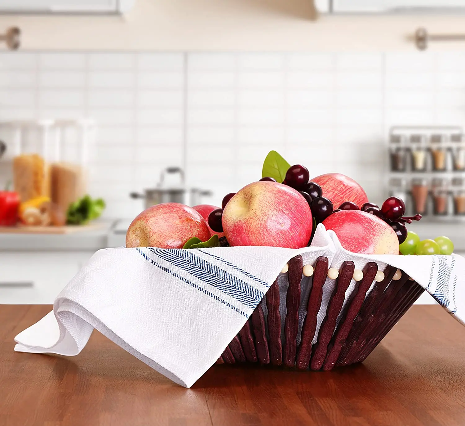 Classic Kitchen Dish Towels Absorbent Dish Wash Cloths 100% Cotton Tea Towels with Loop