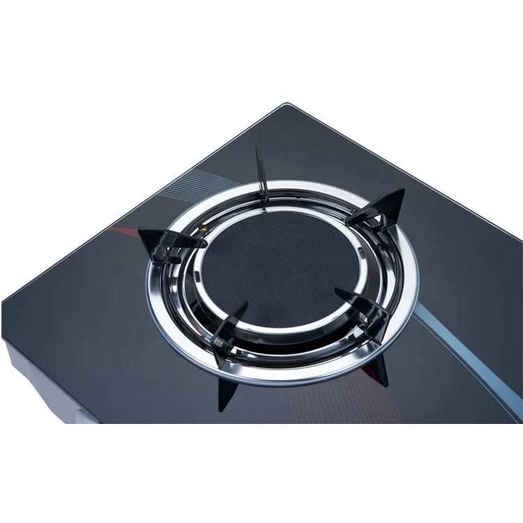 Thin linear print popular black new design commercial 2 burner glass top gas stove