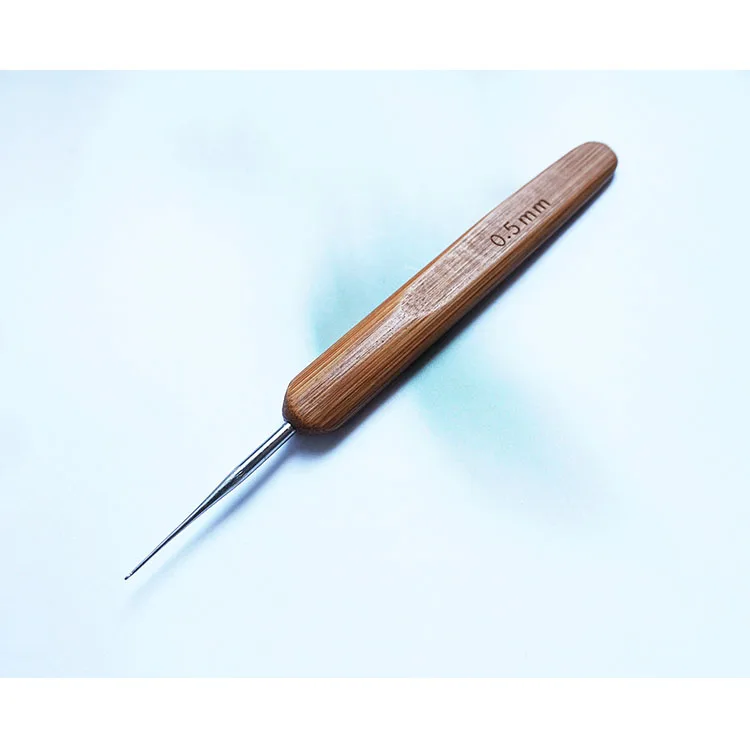 Wholesale Stainless Steel Bamboo Handle Double Head Knitting Dreadlock tool Crochet Hooks Dreadlocks for Hair