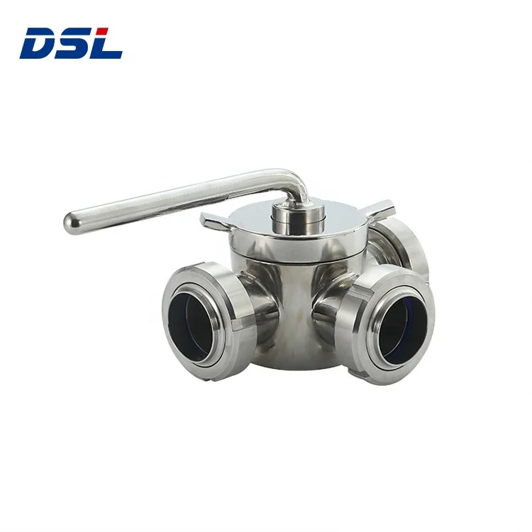 Sanitary plug valve 3-way clamped/thread/weld stainless steel three way plug stock cock valve