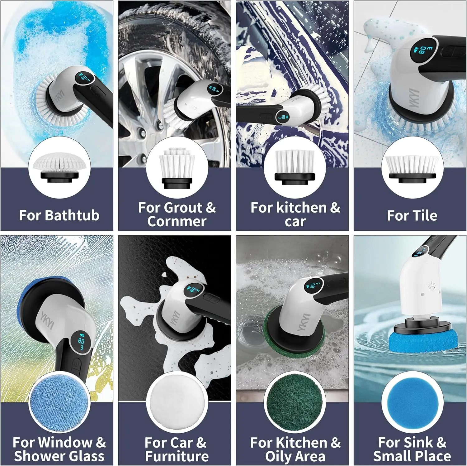 Best Seller Cordless Shower Electric Wireless Kitchen Cleaning Brush Electronic Spin Scrubber Power Scrubber 2 Adjustable Speeds