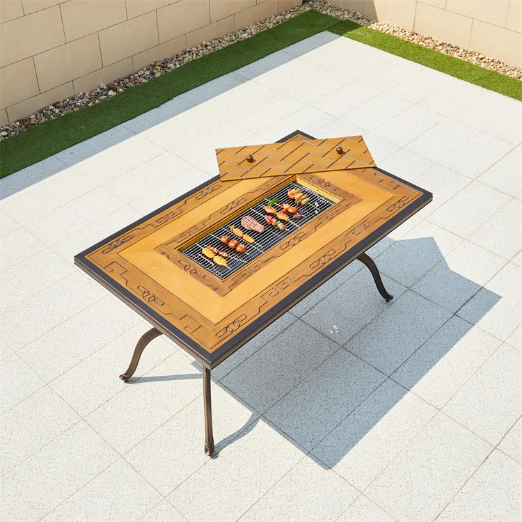 Оптовая продажа из Китая, обеденный стол из литого под давлением алюминия, обеденный стол для барбекю и пикника, уличная мебель, мебель из литого алюминия