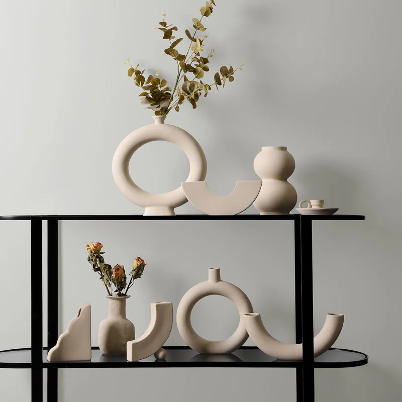 Hot Selling White Ceramic Irregular Flower Vase Plant Handmade Art Porcelain Vases Decoration For