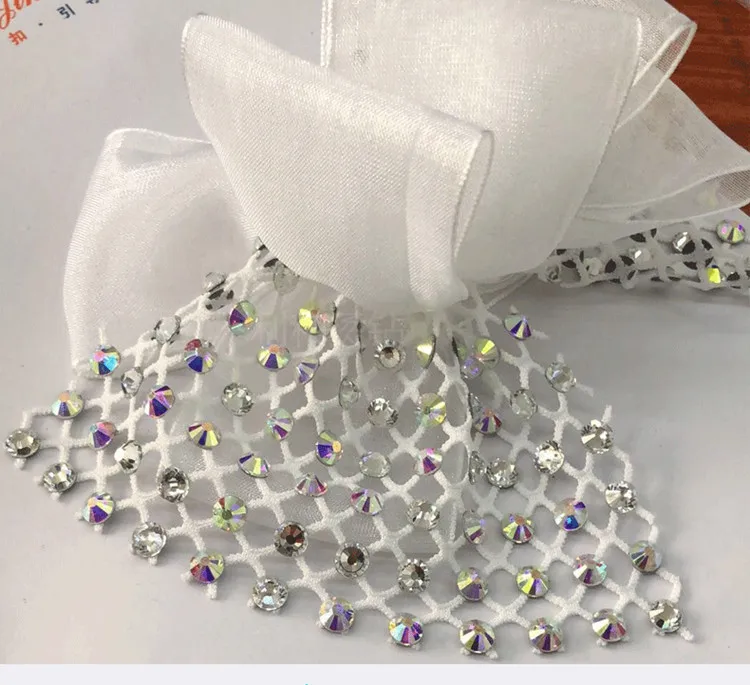 4 Way Stretchy Glitter Beaded Mesh Rhinestone Tulle Mesh Cloth Women Dress Shoes Use Drill Beading Mesh Drill Strass  Fabric