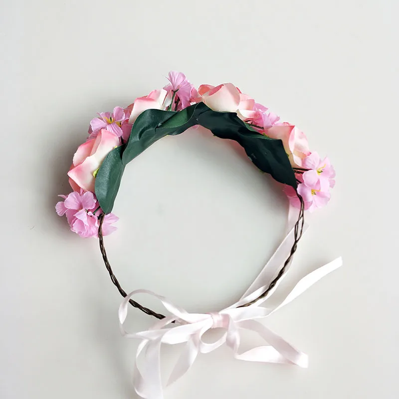 1097E Wholesale girl tiara rose Flower head wreath big white rose bridal flower crown for wedding