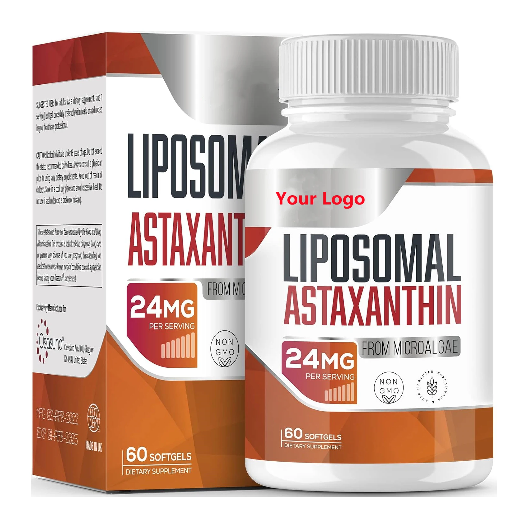 New Trend 60 Counts Liposomal Astaxanthin With Vitamin C&CoQ 10&Vitamin E Softgels Dietary Supplement For Antioxidant