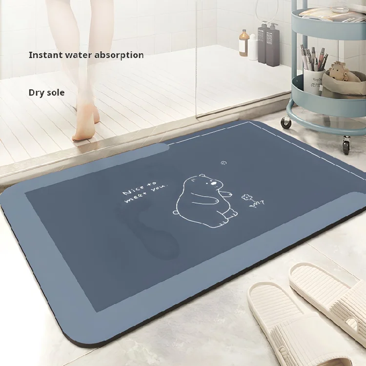 New bathroom diatom mud absorbent pad bathroom entrance quick-drying rubber floor mat household flannel mat non-slip mat