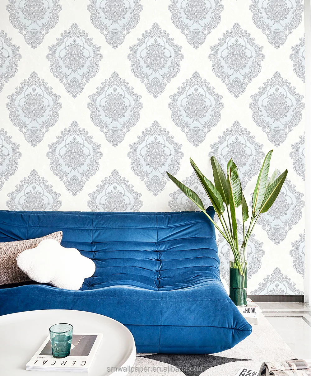 Deep Embossing Modern Wallpaper Rolls Texture Damask Wall Coating PVC Wallpapers 1.06m big size wall paper for home decoration