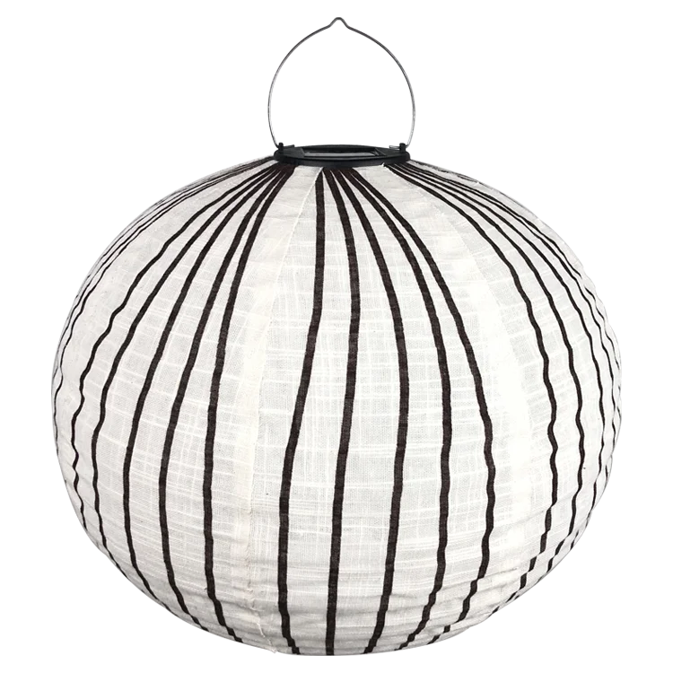 Garden Decorative elegant look printing Fabric LED Solar Lantern