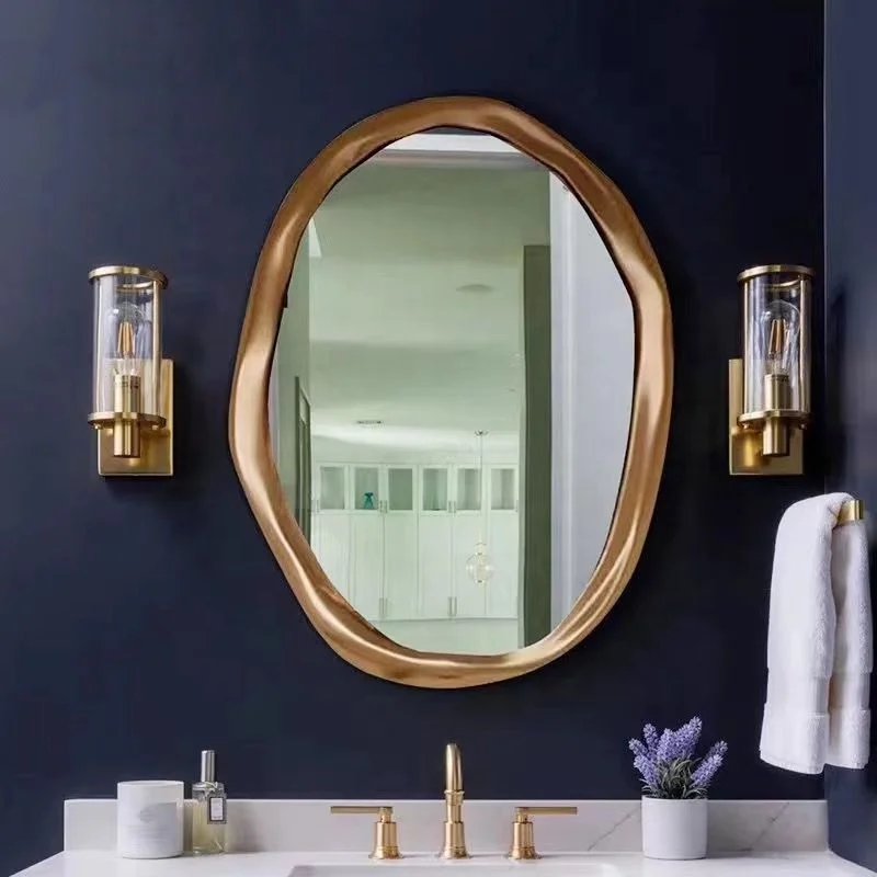 Gold luxury living room wall decor round hanging decorative wall mirror glass mirror