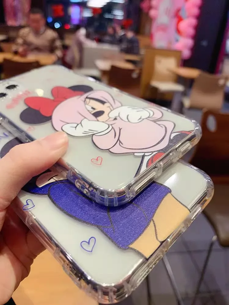 Cartoon Mouse Phone Case for iPhone 14 13 Pro 12 11 Pro Xs X XR Max 8 7 SE Clear TPU Cases Soft Black Cover