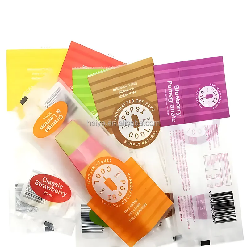 Custom Printed Ice Popsicle Packaging Bags Food Grade Ice Cream Popsicle Packaging with Tear Notch