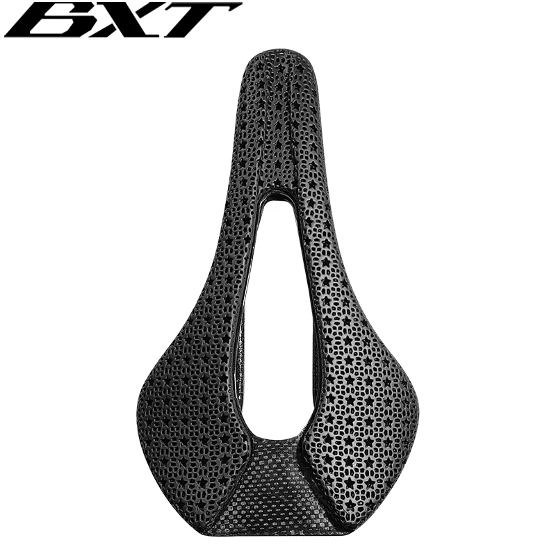 BXT Bicycle Saddle Carbon Fiber Seat 3D Printing Cycling Saddle Ultralight Breathable Mountain Road Bike Soft Cushion Saddle